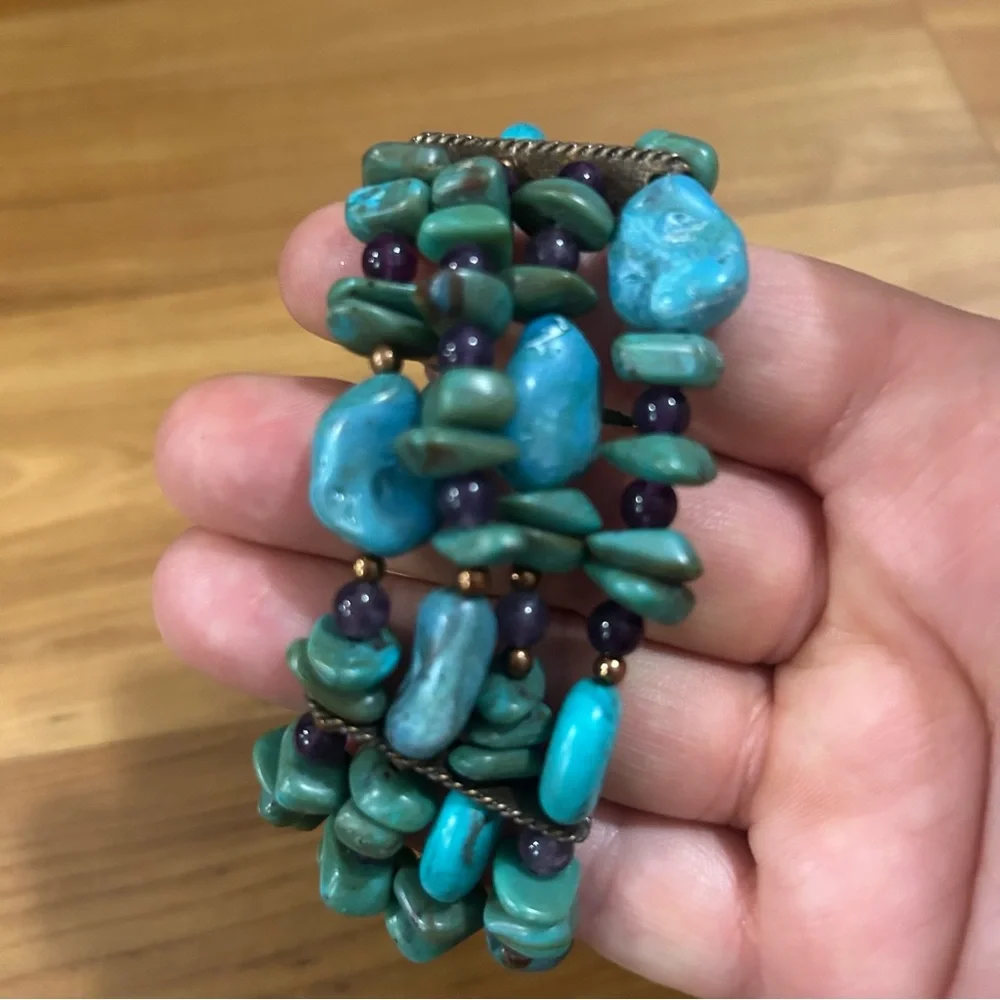 Turquoise and Green Beaded Bracelet